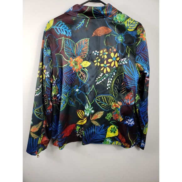 CHICO'S floral lined zip jacket multicolored sz 3 ( XL)  long sleeve - Picture 5 of 8